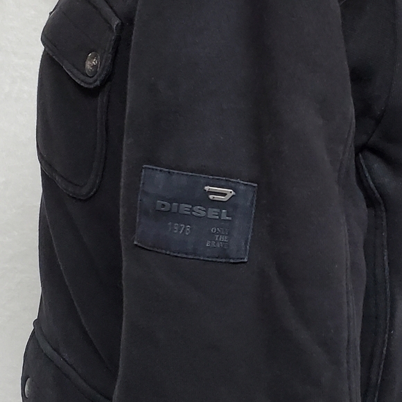 DIESEL Washed Black Multi-Pocket Insulated Full-zip Jersey Cotton Utility Jacket - Picture 9 of 16